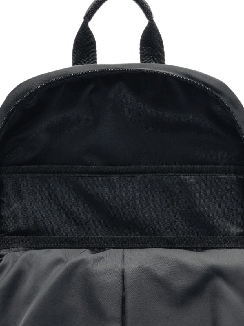 Premiata Contemporary Black Gabardine Backpack With Leather Accents