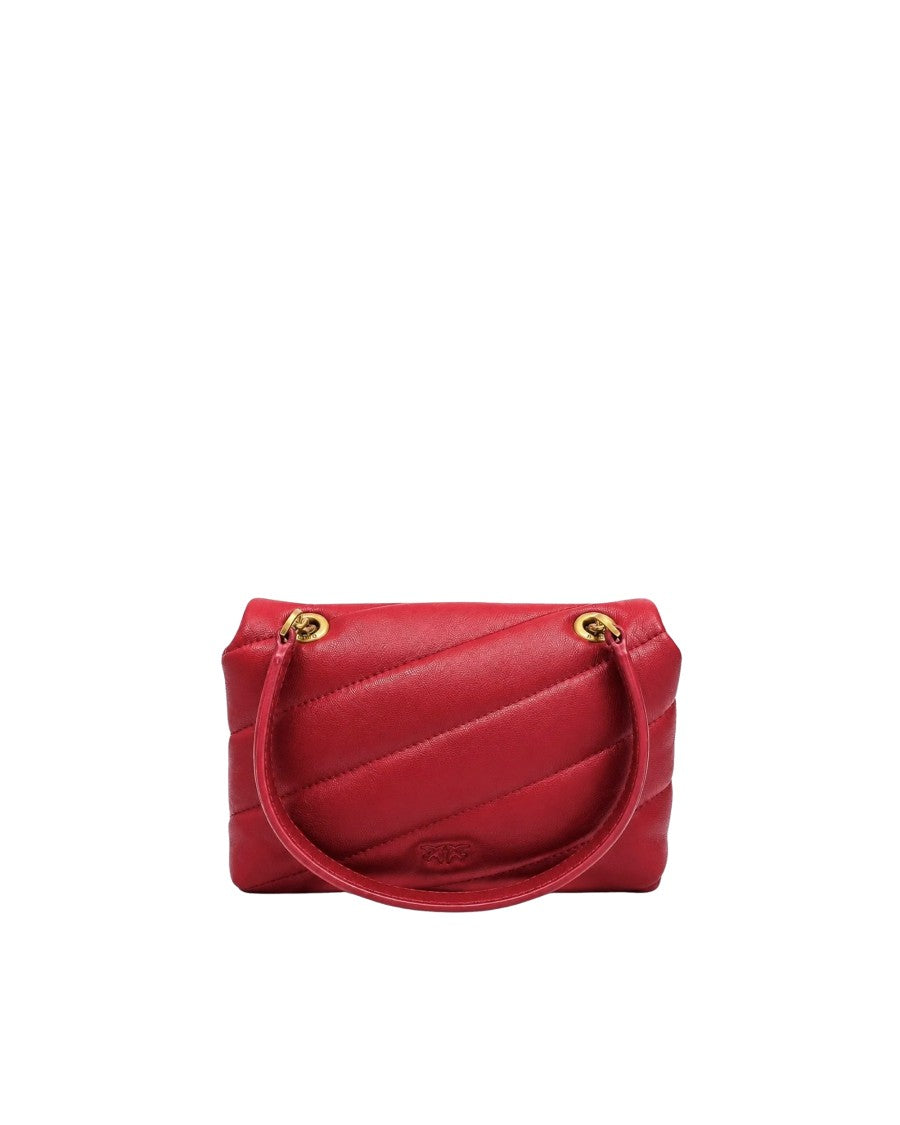 Pinko Red Quilted Leather Love Puff Shoulder Bag