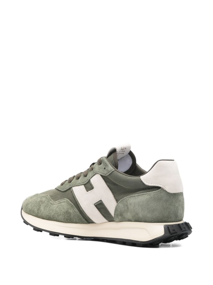 Hogan Green Silk And Nylon Star Sneakers