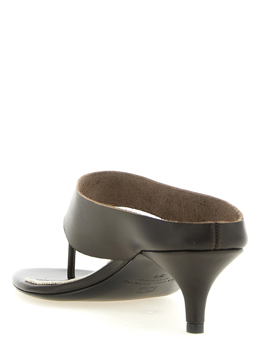 Magda Butrym Flip-Flop Style Leather Sandals With Curved Heel