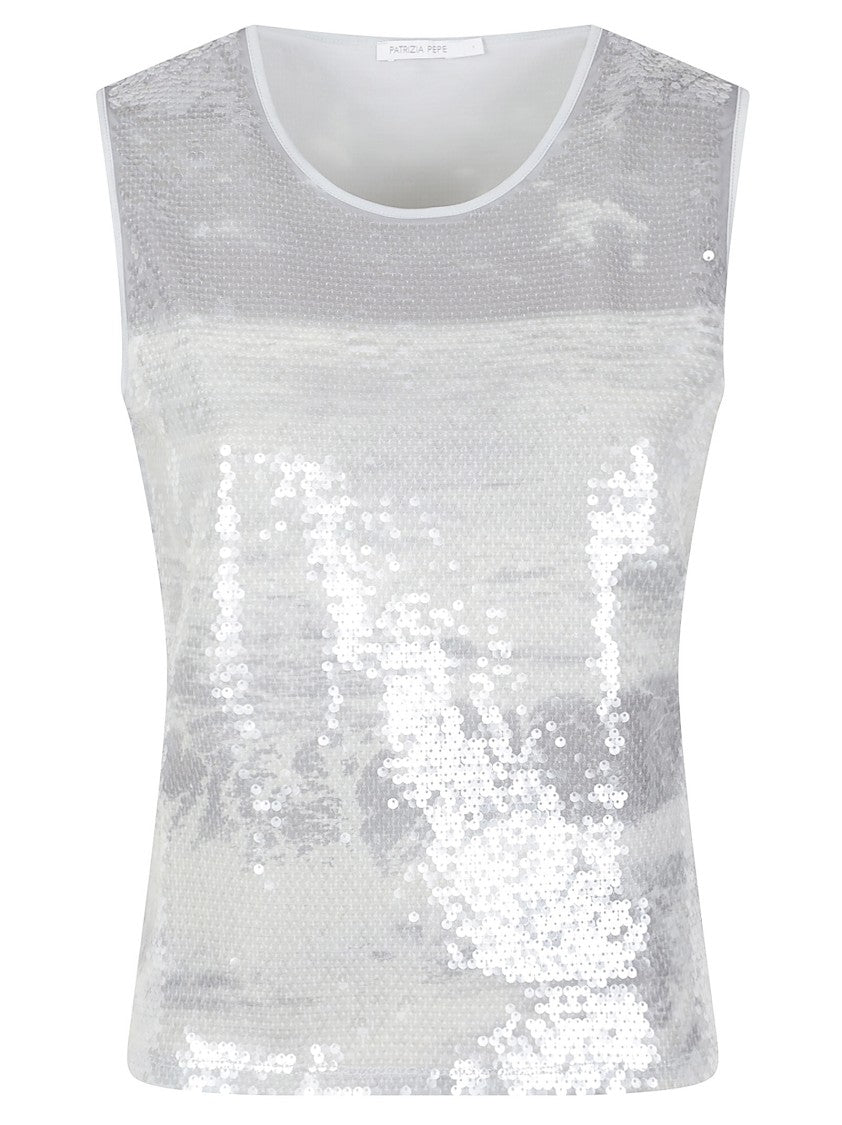 Patrizia Pepe Fitted Sleeveless Sequin Tank Top