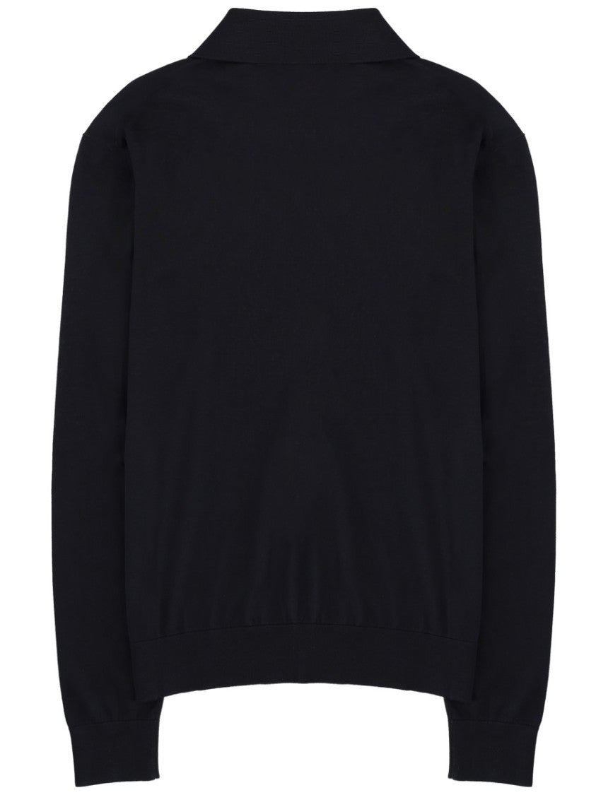 Saint Laurent Long-Sleeve Silk-Blend Polo Shirt