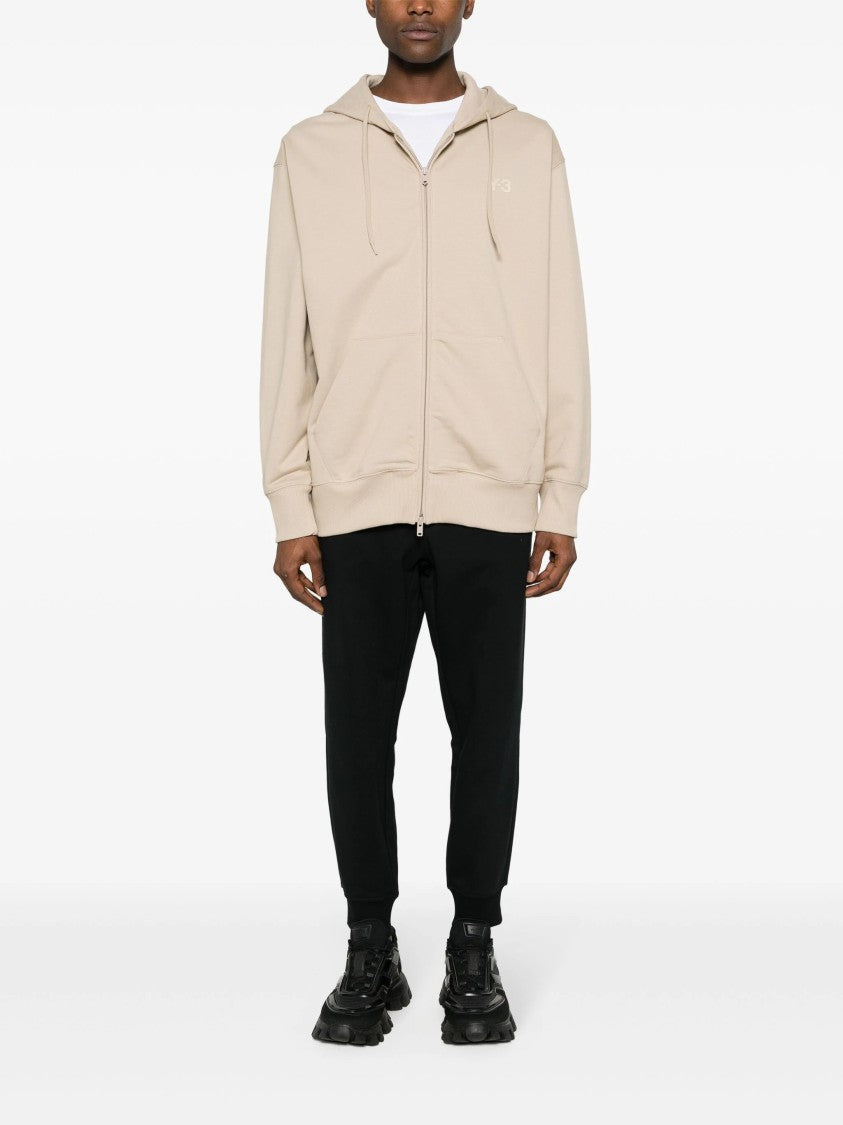 Y-3 Logo-Print Zip-Up Hoodie