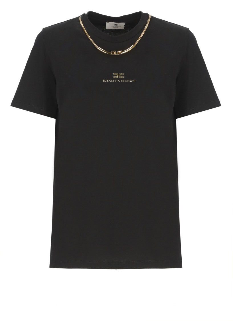 Elisabetta Franchi Cotton T-Shirt With Embossed Logo