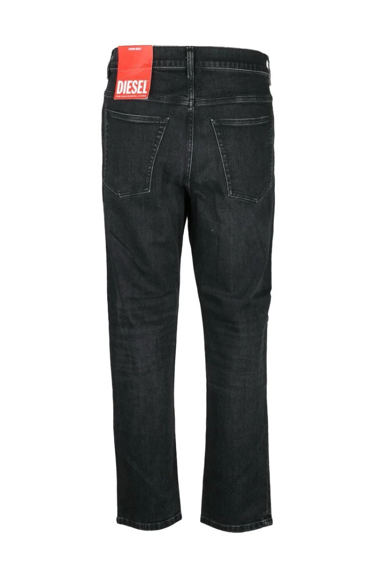 Diesel Black Cotton Elastane Men's Slim Fit Jeans