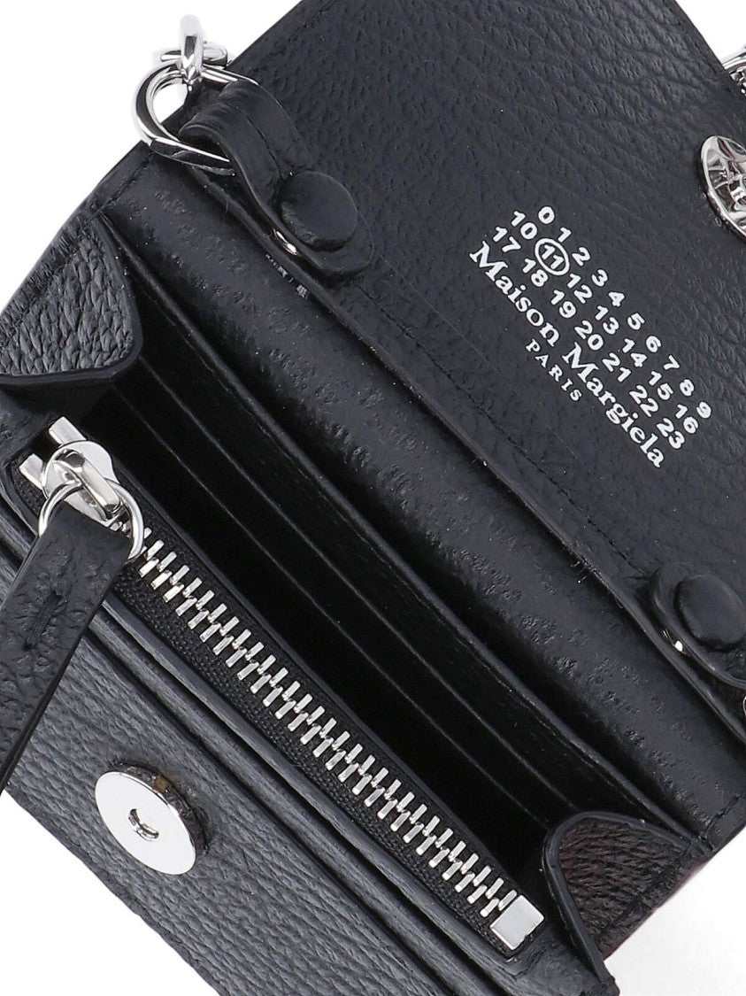 Maison Margiela Textured Hammered Leather Wallet With Distinctive Stitching