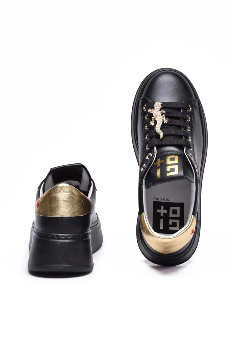 Gio + Black Leather Rubber Women's Leather Sneakers