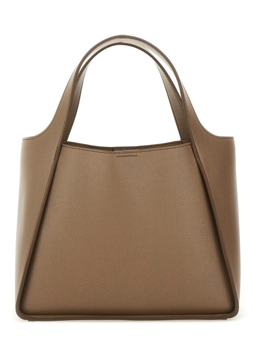 Stella Mccartney Trapezoidal Brown Shoulder Bag With Logo Design