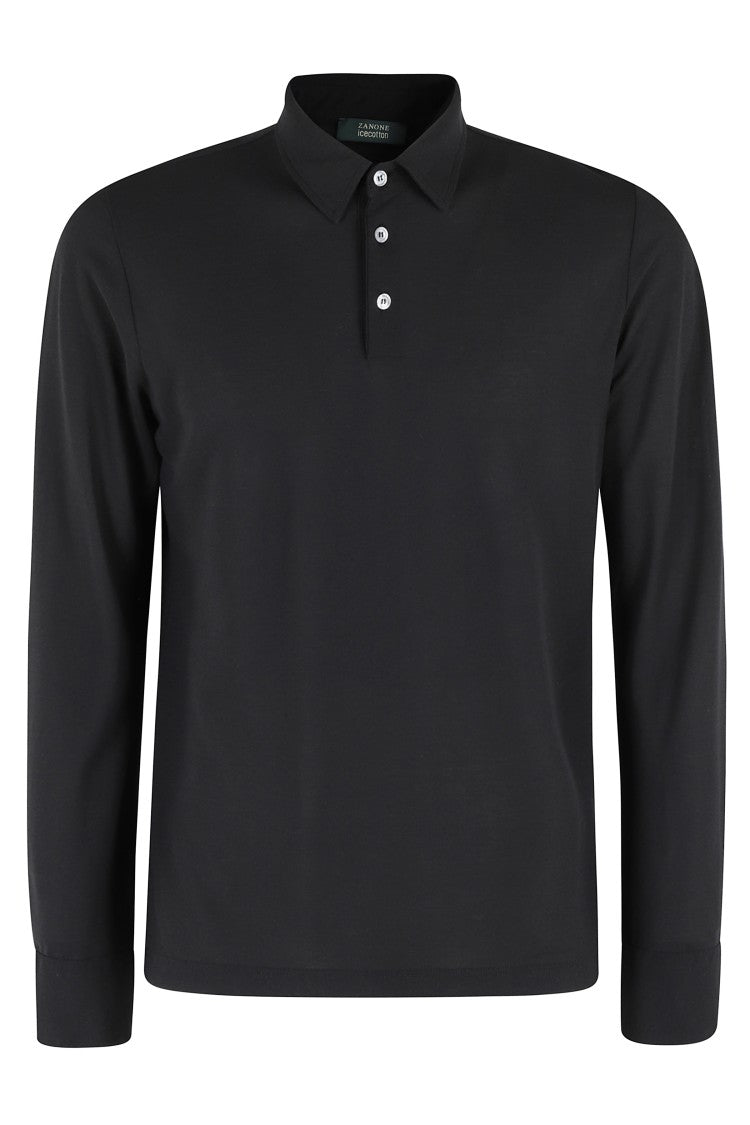 Zanone Long-Sleeve Polo Shirt With Elegant Buttoned Collar
