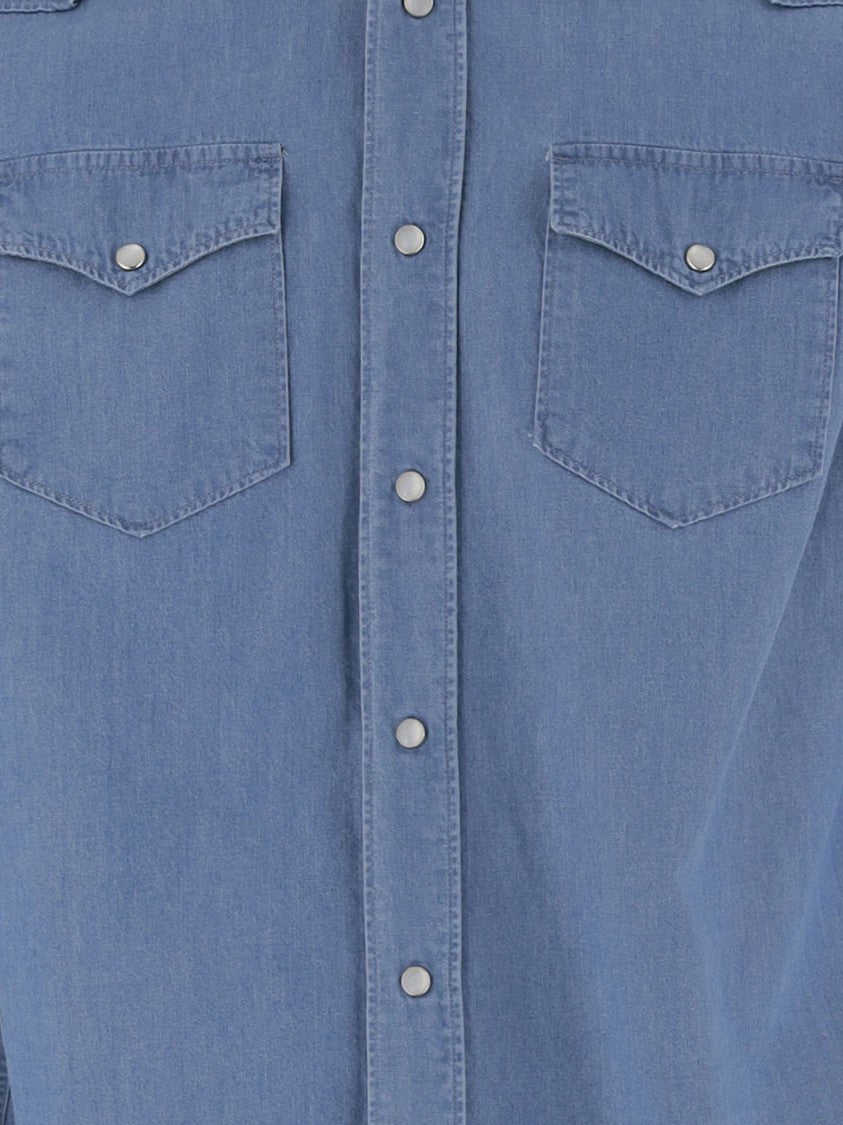 Gherardi Light Blue Button-Down Denim Shirt