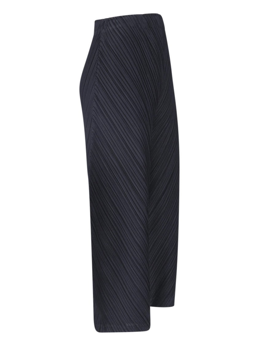 Pleats Please Issey Miyake Curved Pleated Wide-Leg Pants
