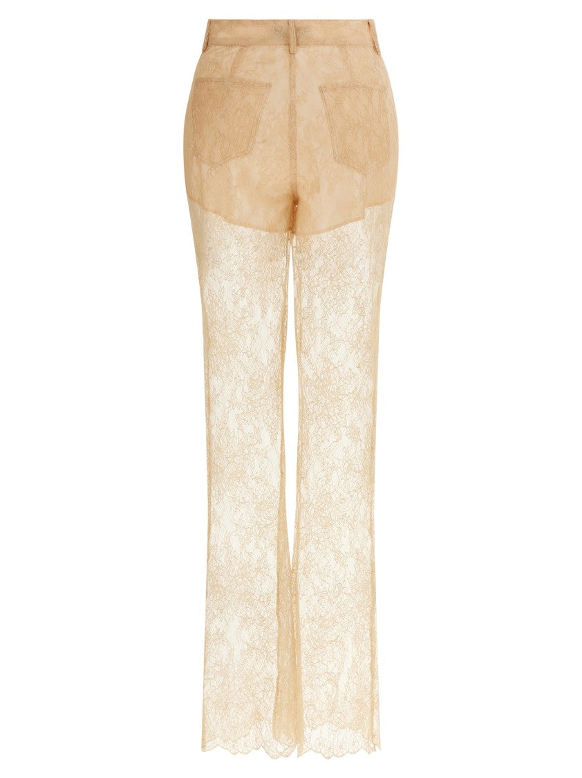 Giuseppe Di Morabito Flared Lace Trousers With Intricate Semi-Sheer Design