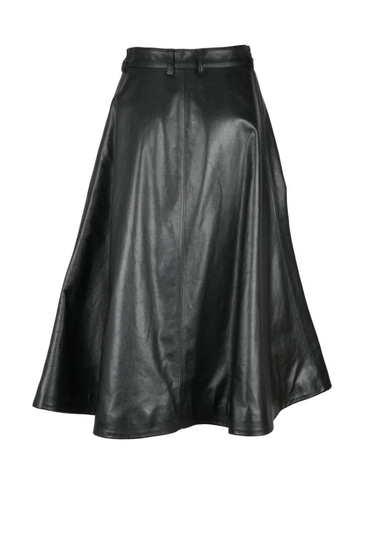 Balenciaga Long Leather Skirt - Black