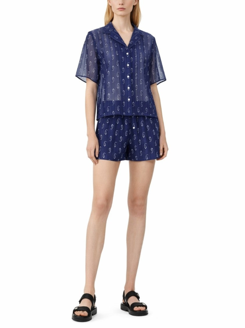Tory Burch Camp Elastic Waistband Paisley Shorts