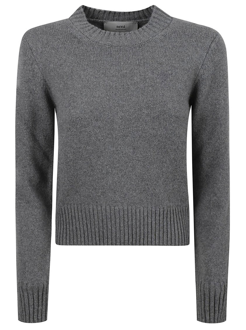 Ami Cashmere Blend Sweater With Classic Crew Neckline
