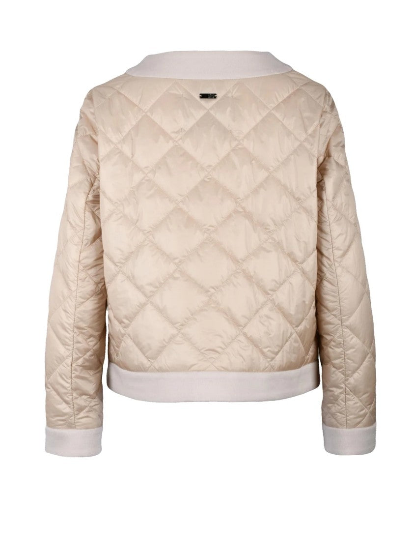 Cinzia Rocca Beige Padded Wool Blend Zip-Up Coat