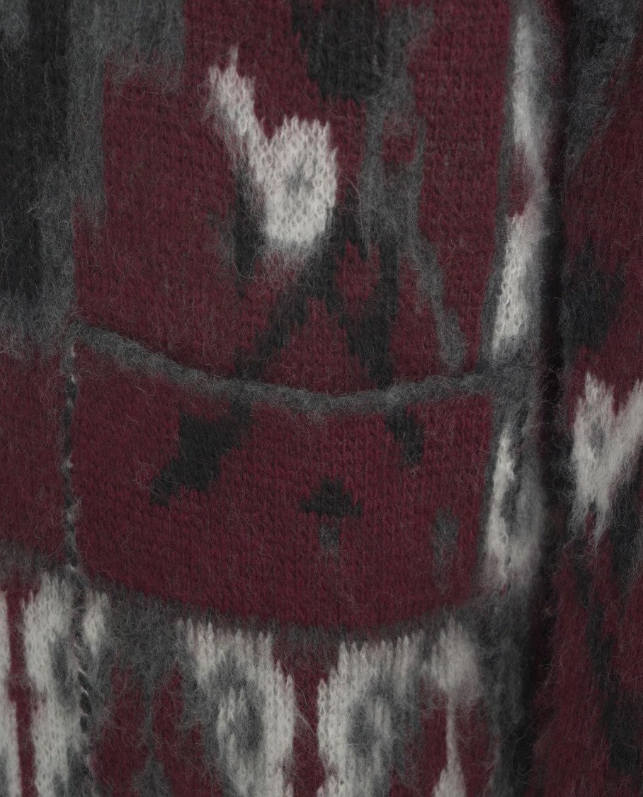 Amaranto Shawl Collar Cardigan With Geometric Pattern And Button Closure