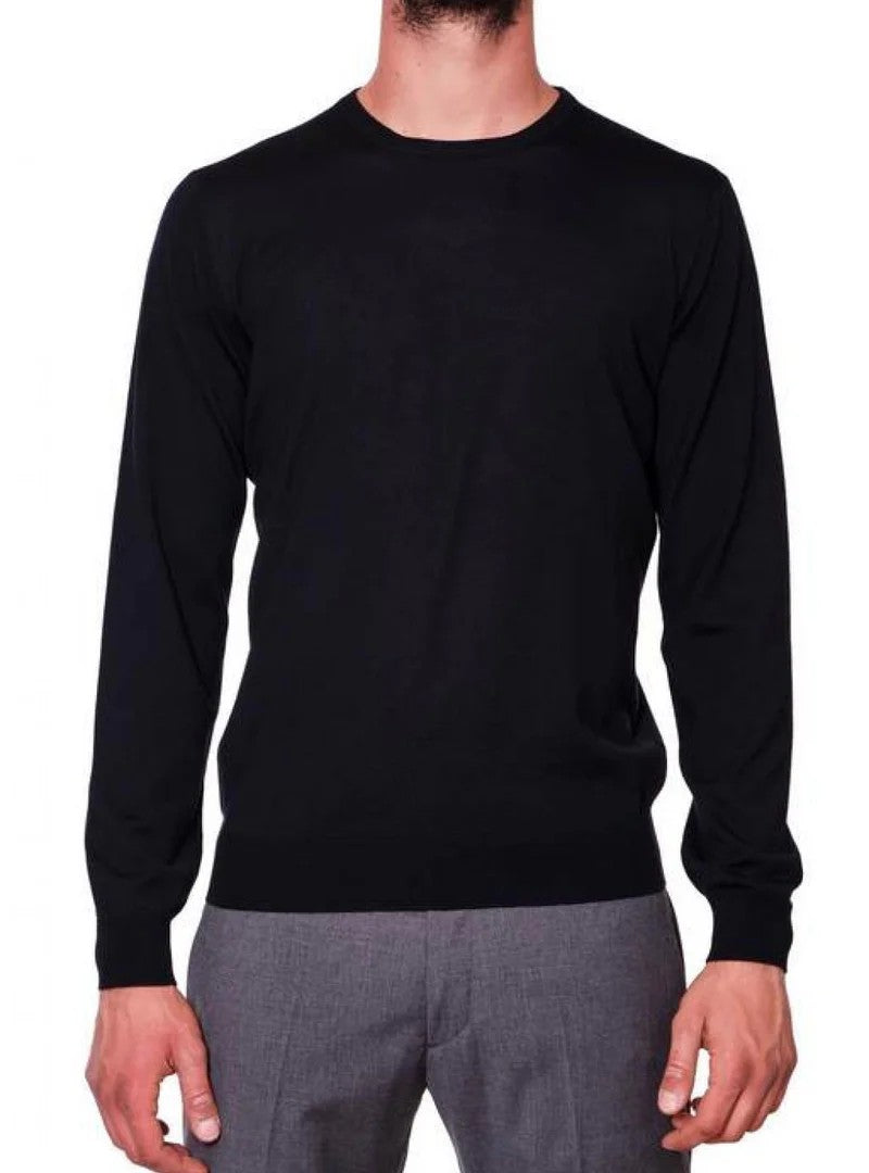 Filippo De Laurentiis Navy Blue Merino Crewneck Sweater