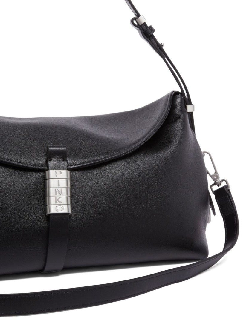 Pinko Sophisticated Nero Calf Leather Shoulder Bag