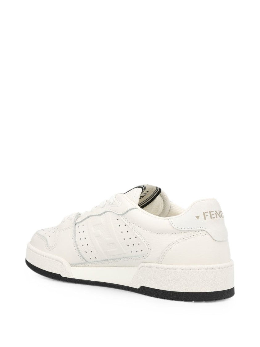 Fendi White Perforated Lace-Up Sneakers