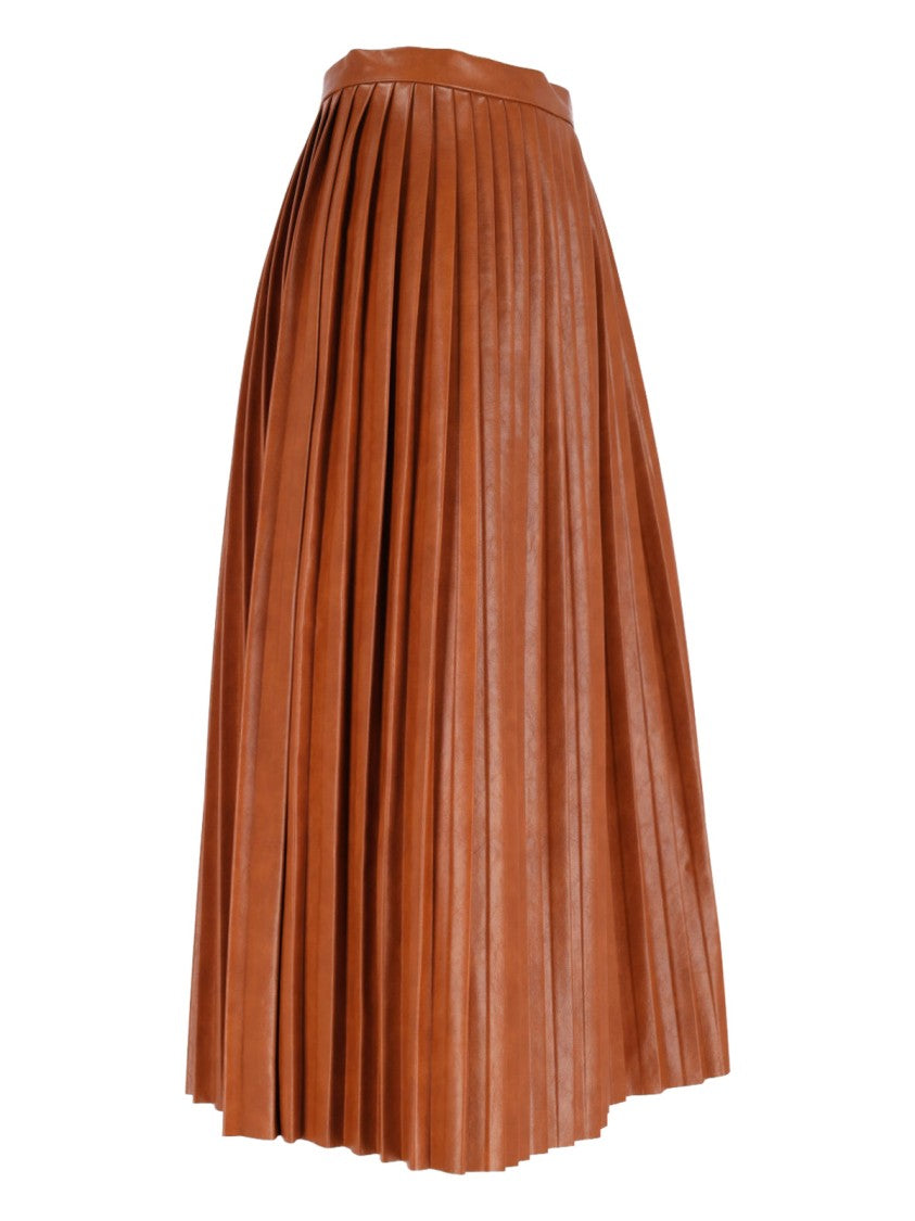 Mm6 By Maison Margiela Pleated Midi Skirt – Brown