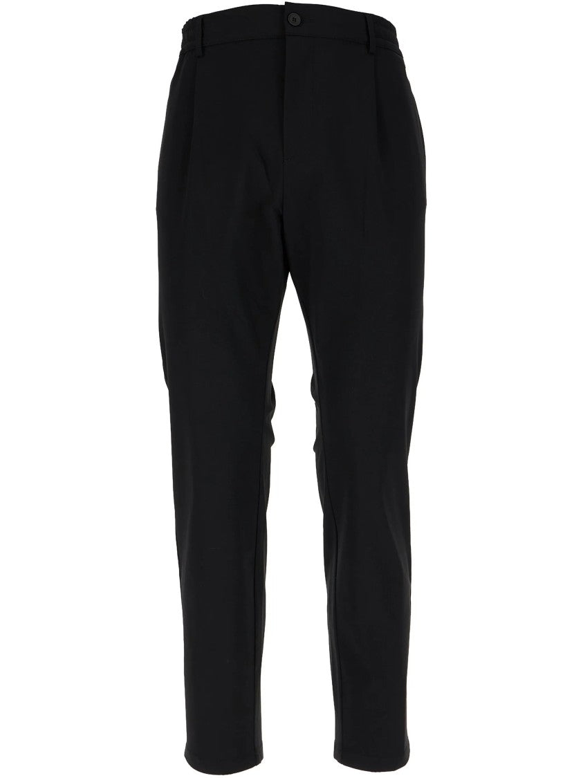 Cruna Black Tailored Minimalist Button Trousers