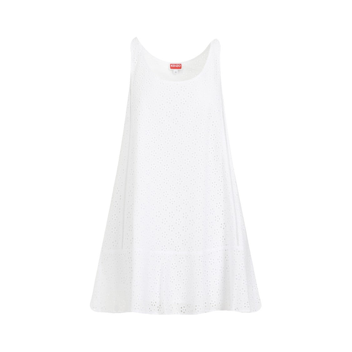 Kenzo Broderie Anglaise White Cotton Mini Dress