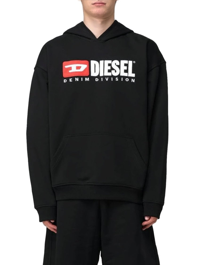 Diesel Black Hoodie With Bold Logo And Front Kangaroo Pocket
