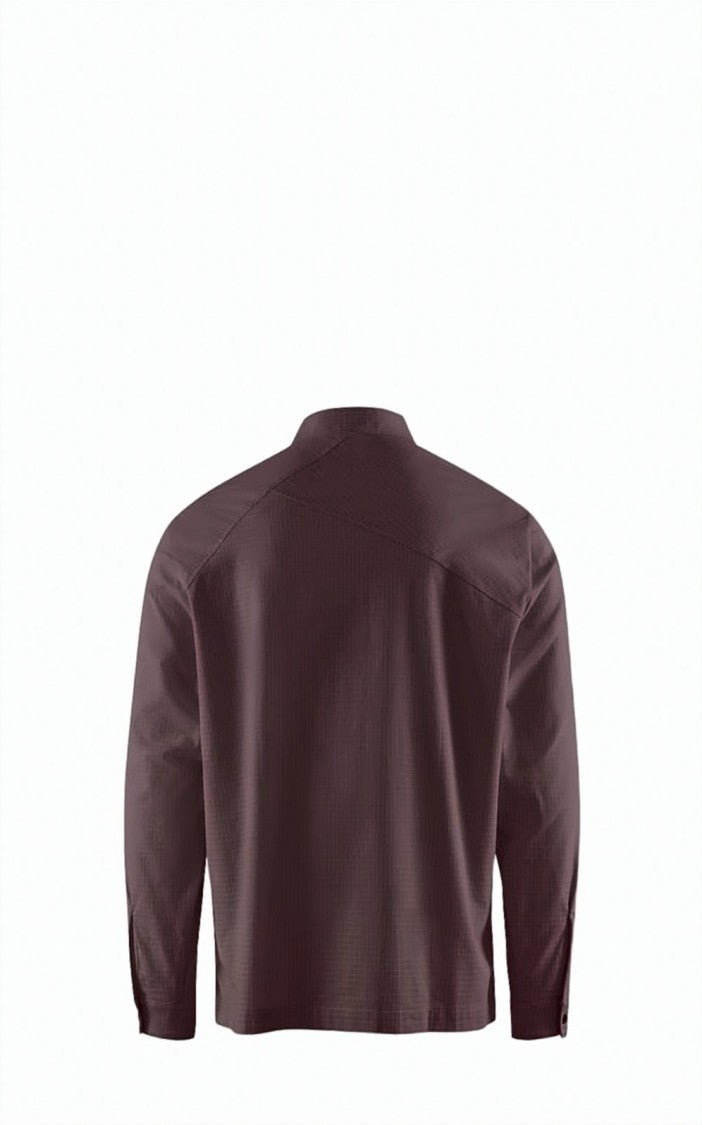 Klattermusen Burgundy Long-Sleeve Shirt With Mandarin Collar And Concealed Placket