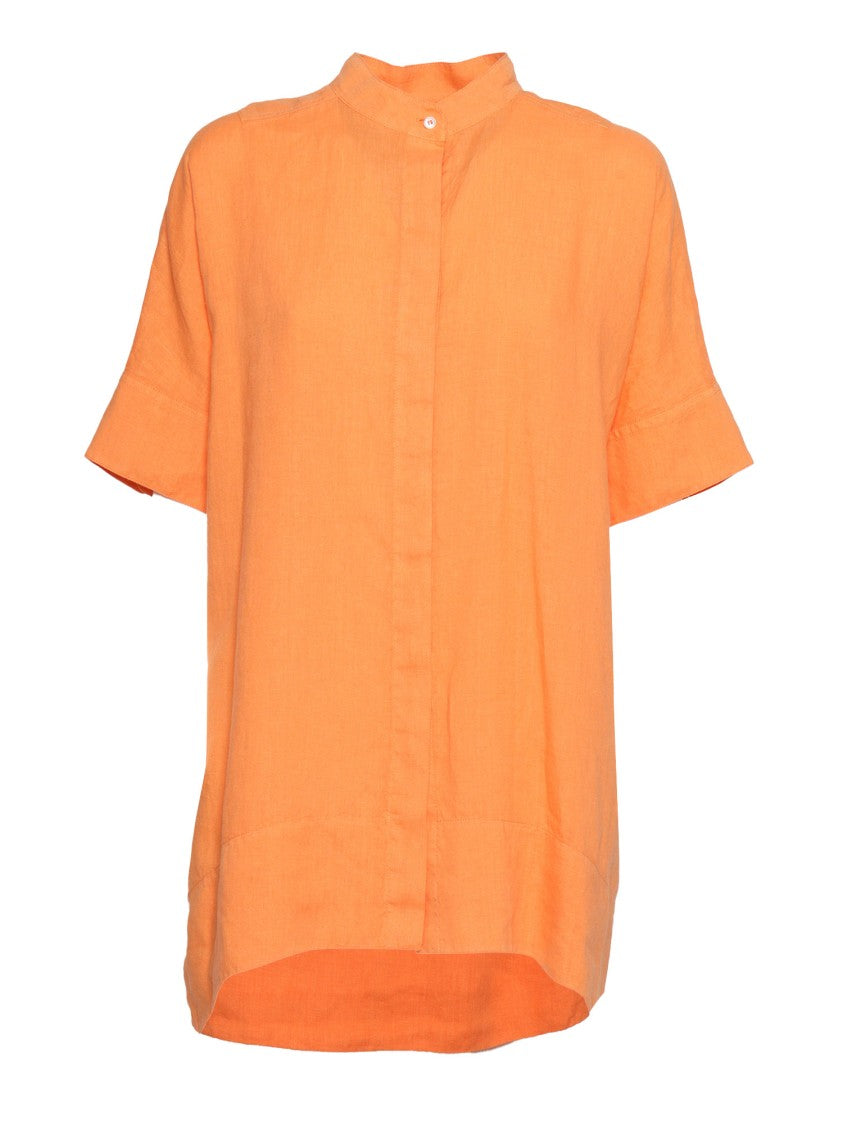 Aspesi Relaxed-Fit Mandarin Collar Linen Shirt