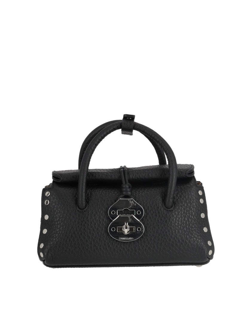Zanellato Srl Black Dotta Centauro Baby Bovine Leather Handbag