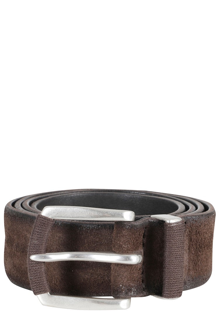 Orciani Moor Suede Leather Palladium Finish Leather Belt
