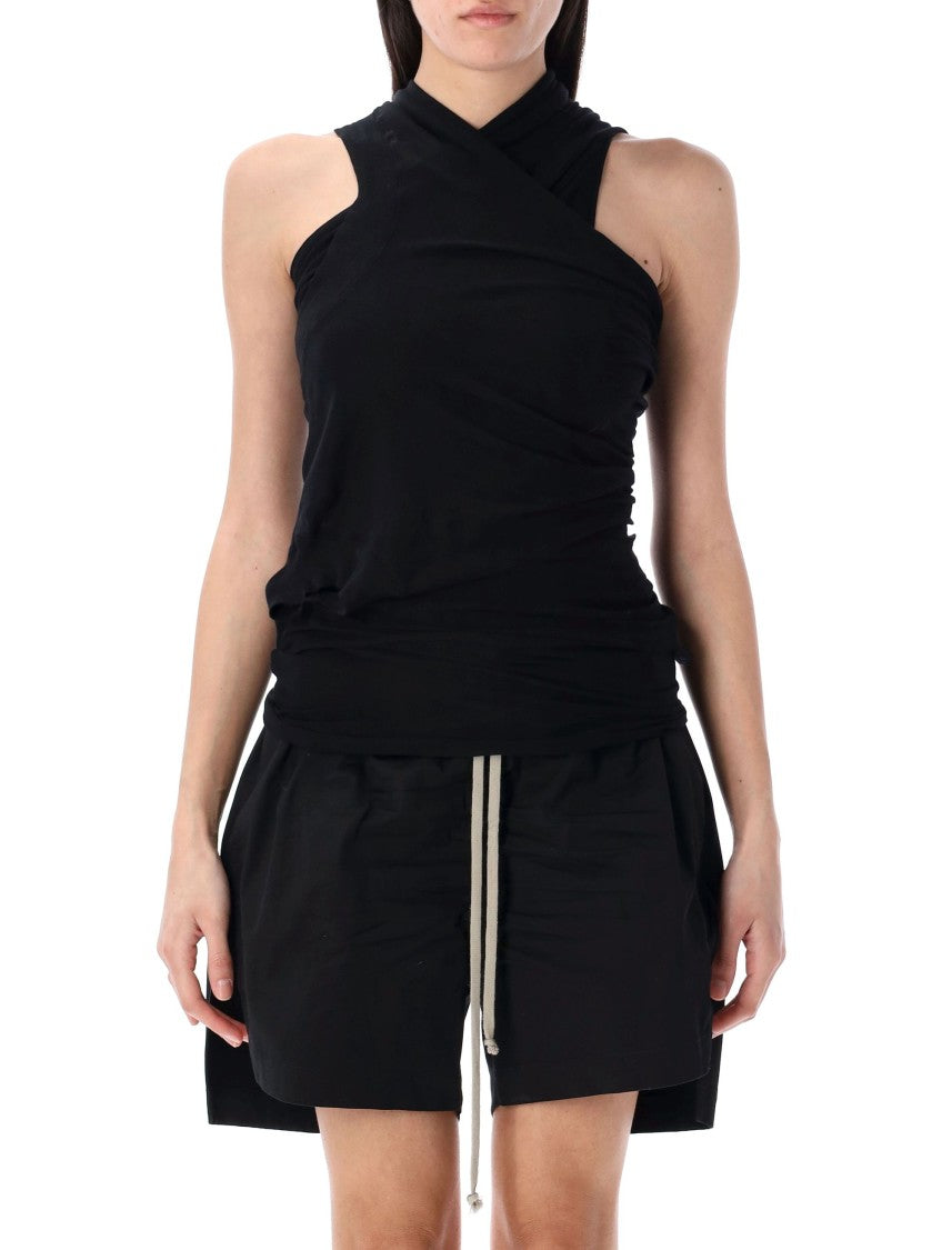 Rick Owens Black Top With Twisted Neckline