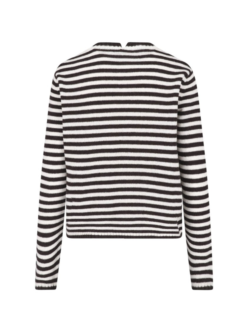 Sibel Saral Brown Sibs Striped Cashmere-Merino Crewneck Sweater