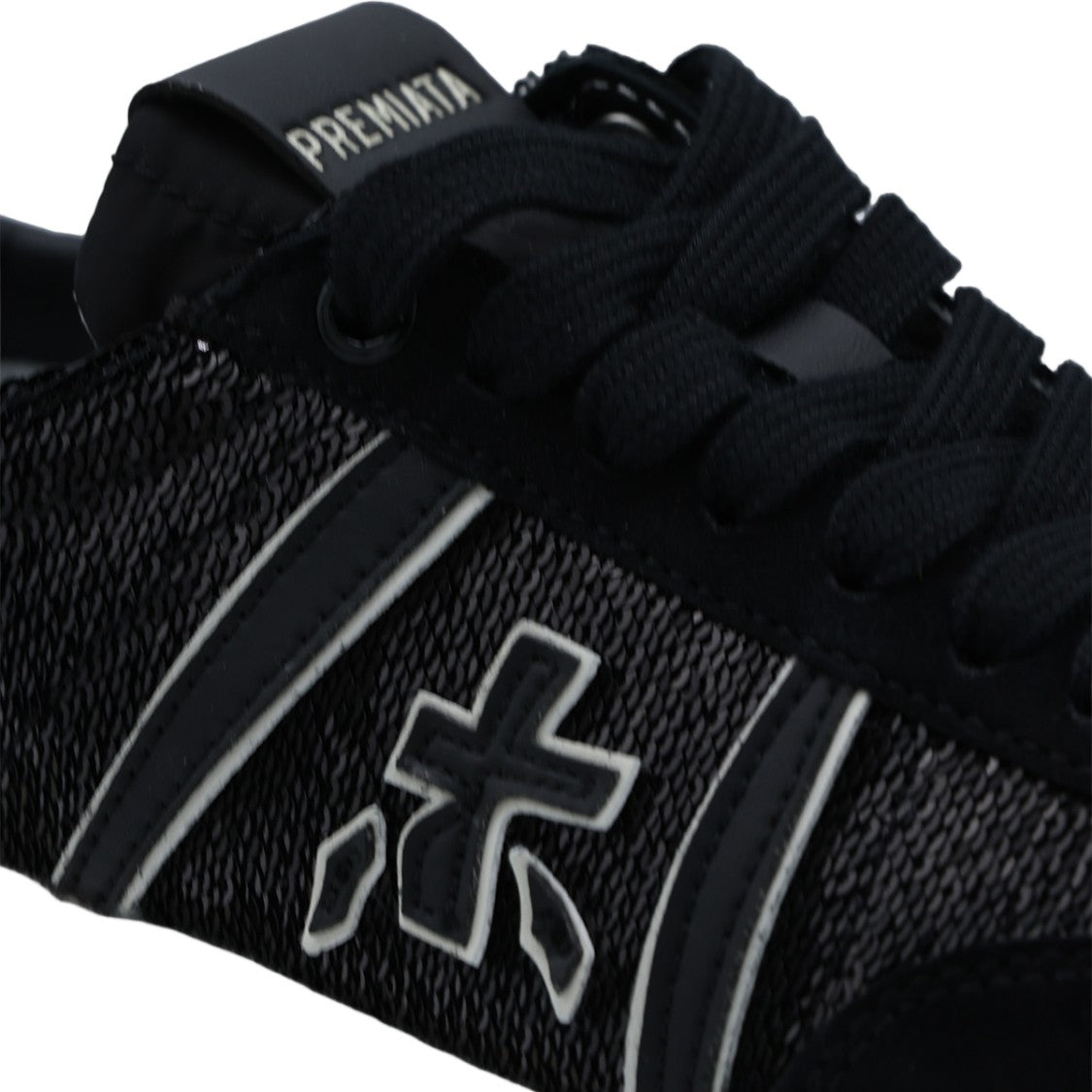 Premiata Black Textured Upper Bold Logo Sneakers