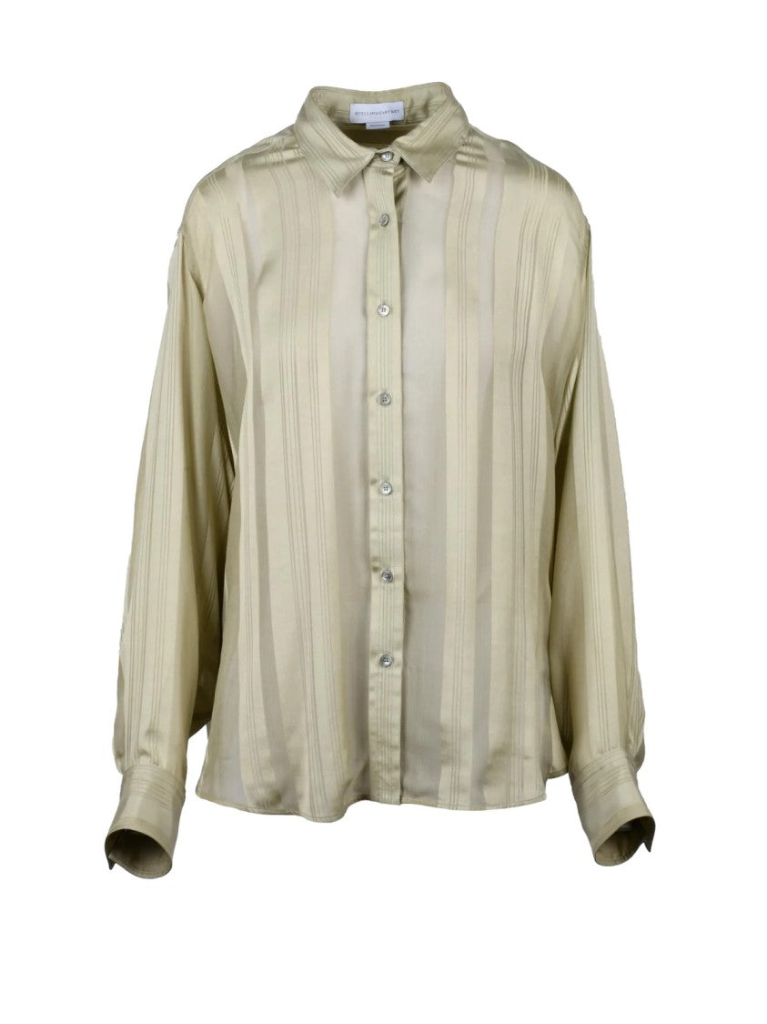 Stella Mccartney Beige Batwing Sleeve Wide Silk Shirt