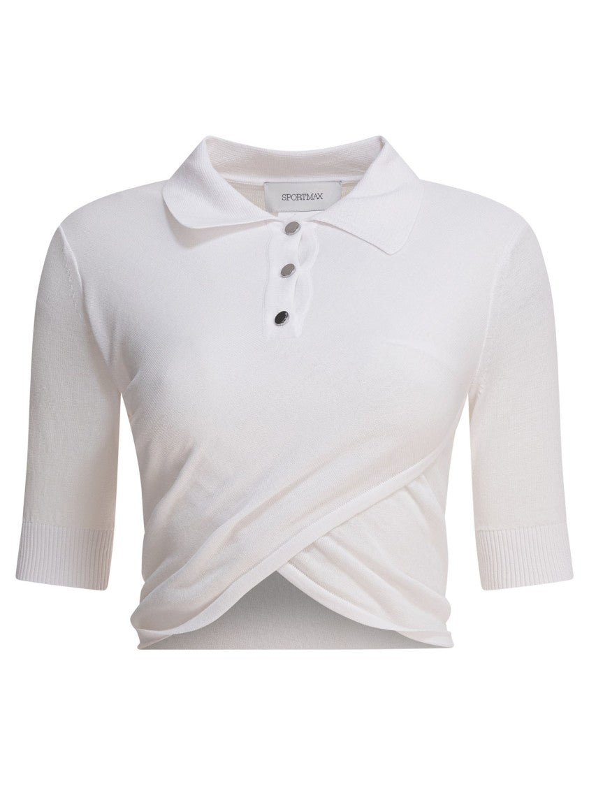 Max Mara Classic Polo Wrap Top In Cotton