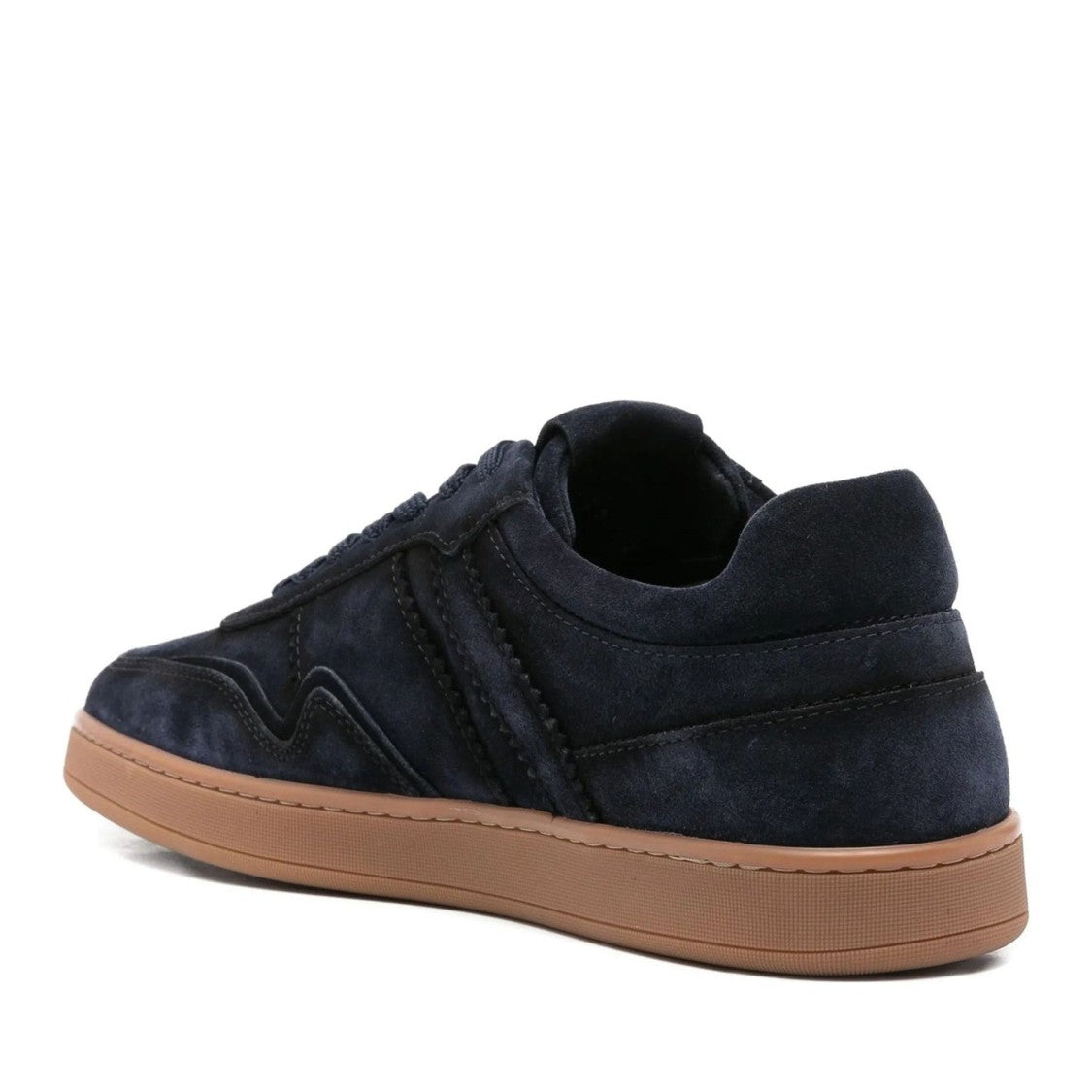 John Harrison Blue Suede Low-Top Gum Sole Sneakers