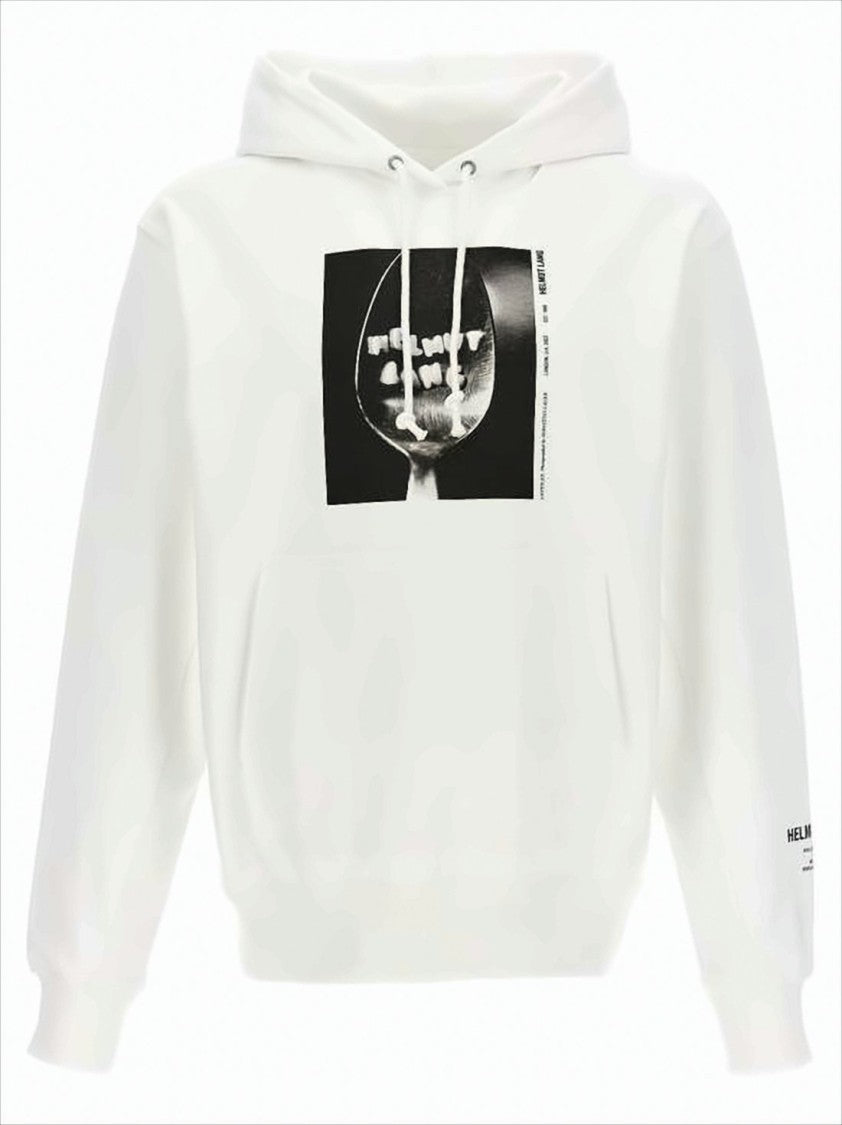 Helmut Lang Relaxed Fit Graphic Print Hoodie With Front Pocket