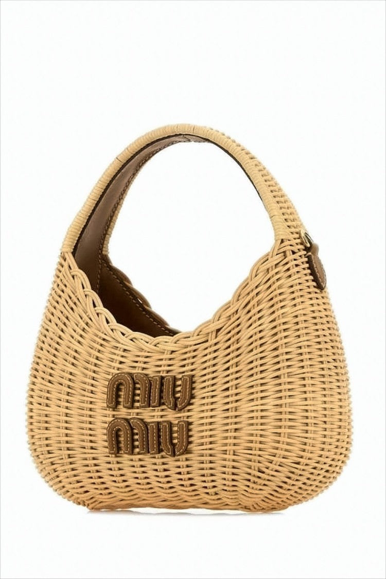 Miu Miu Woven Wicker Shoulder Bag