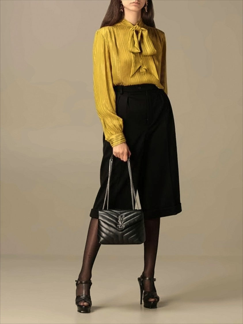 Saint Laurent Chevron Quilted Calf Leather Shoulder Bag