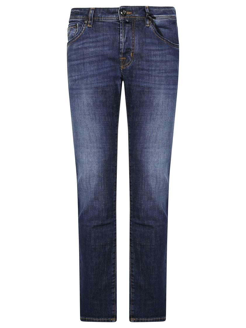 Jacob Cohen Medium-Dark Wash Straight-Leg Jeans With Classic Five-Pocket Styling