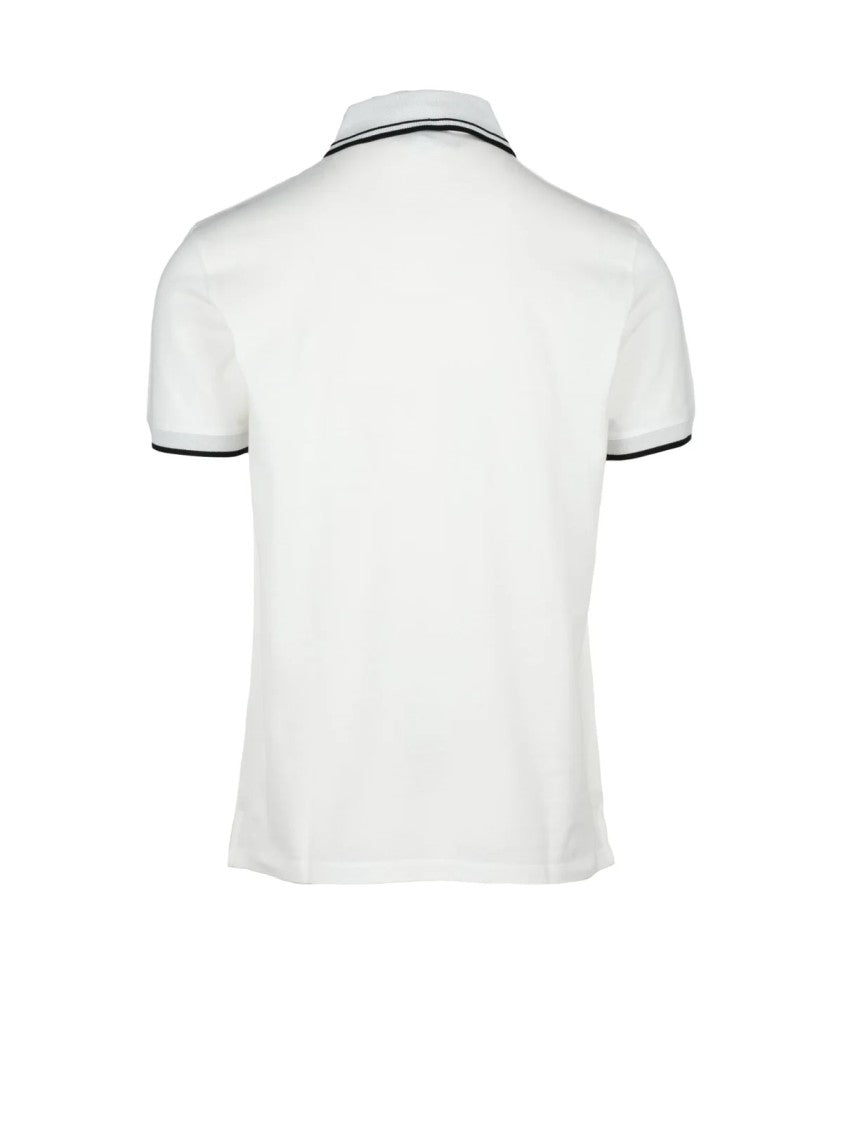 Emporio Armani White Striped Cotton Polo Shirt