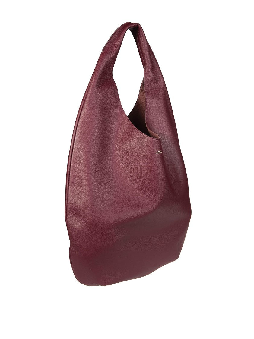 A.P.C. Burgundy Le Neige Textured Hobo Bag