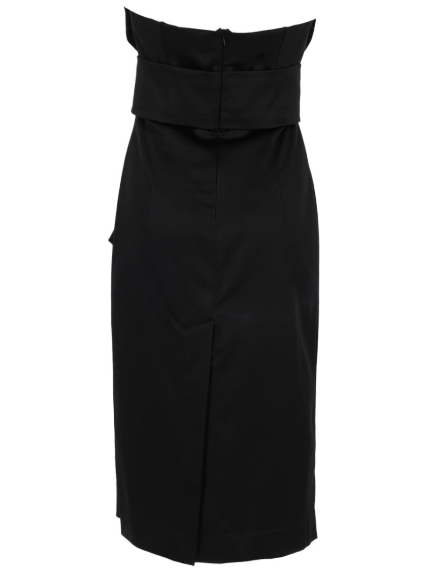P.A.R.O.S.H. Strapless Black Midi Dress With Structured Bodice