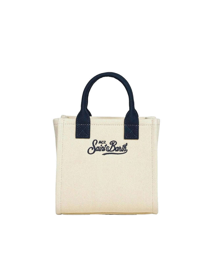 Mc2 Saint Barth Mini Canvas Tote Bag With Contrasting Details
