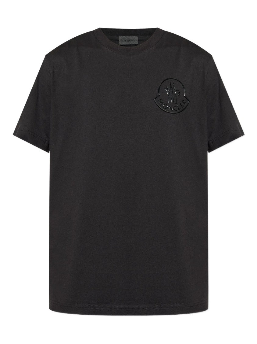 Moncler Black Embossed Logo Relaxed Fit Cotton T-Shirt
