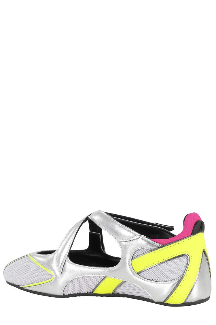 The Attico Silver Floor01 Double-Crossed Ankle-Straps Polyurethane Flats