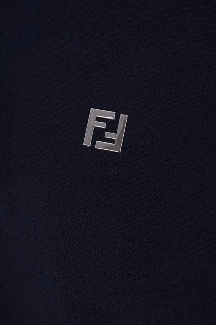 Fendi Textured Piqué Polo Shirt With Metallic Logo