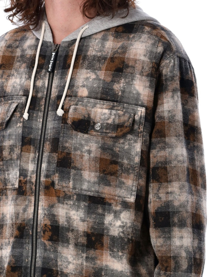 Palm Angels Curved Logo Check Padded Overshirt
